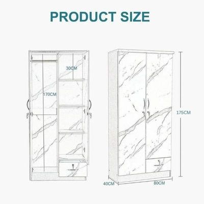 2 Door Wooden Wardrobe Cabinet Cupboard Engineered Wood Perfect Modern Stylish Heavy Duty (WENGE) - Image 3