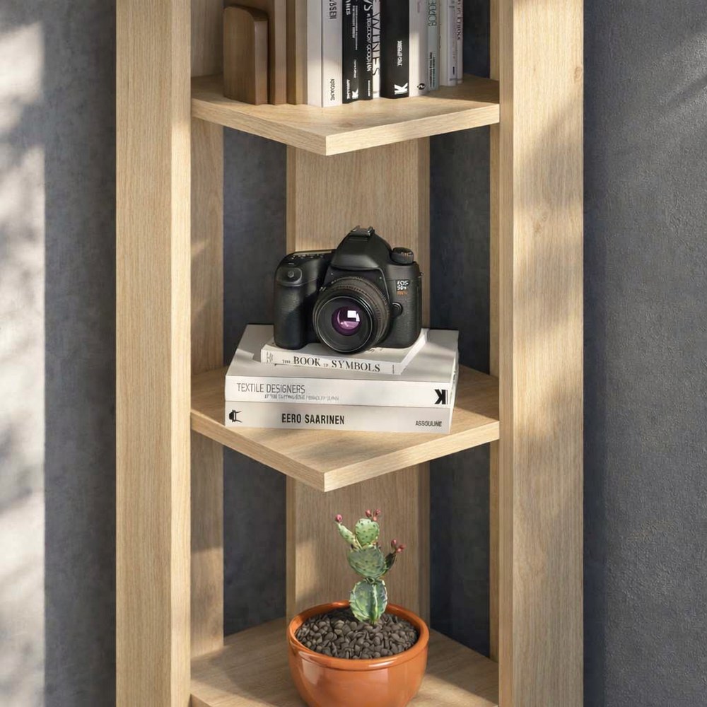 Mourah Nati Corner Bookcase - Oak - 2 Years Warranty - Image 4