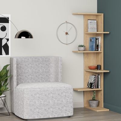 Mourah Saso Corner Bookcase - Oak/Oak - 2 Years Warranty