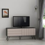 Mourah Picadilly Tv Stand Up To 55 Inches- Dark Grey/Light Mocha- 2 Years Warranty