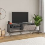 Mourah Picadilly Tv Stand Up To 55 Inches- Dark Grey/Light Mocha- 2 Years Warranty