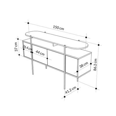 Mourah Hanley Console With Storage - Grey with Gold Effect/ Brown - 2 Years Warranty - Image 2
