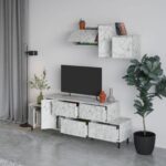 Mourah Hermes Tv Unit Up To 50 Inches With Storage - White Marble - 2 Years Warranty