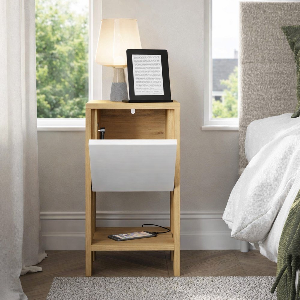 Mourah Ema Nightstand - Oak/White - 2 Years Warranty - Image 3
