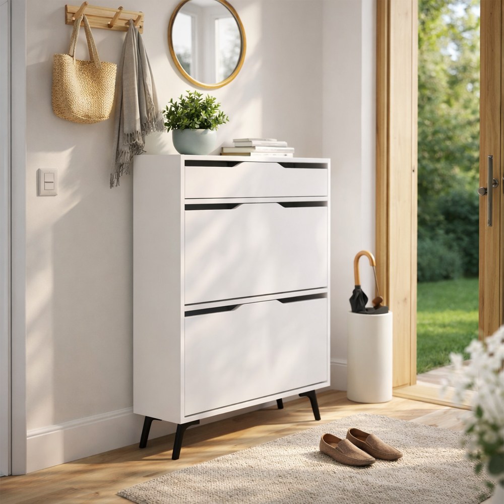 Mourah Asta Shoe Cabinet -12 Pairs- White - 2 Years Warranty - Image 4
