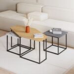 Mourah Nesty Coffee Table - Oak/Retro Grey/White Marble - 2 Years Warranty