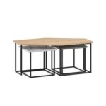 Mourah Nesty Coffee Table - Oak/Retro Grey/White Marble - 2 Years Warranty