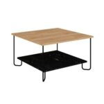 Mourah Marbo Coffee Table Oak/Black Marble - 2 Years Warranty