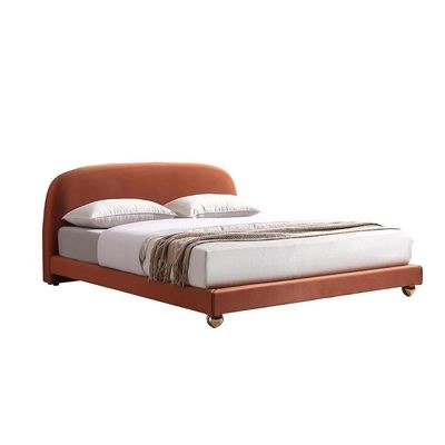 Nordic Aesthetic Upholstered Modern Velvet Bed Single 100 x 200 in Orange Color - Image 4