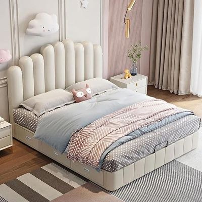 Letto PVC Leather BedKing 180 x 200-Light Grey-Elegant Upholstered Bed with Channel Tufted-Modern Design with Padded Headboard-Sturdy Base-Soft Fabric Finish-Ideal for Bedrooms & Villas - Image 3