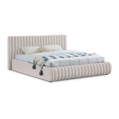 Nico Velvet Bed Medium 120 x 200-Cream-Elegant Upholstered Bed with Channel Tufted-Modern Design with Padded Headboard-Sturdy Base-Soft Fabric Finish-Ideal for Bedrooms & Villas - Image 4