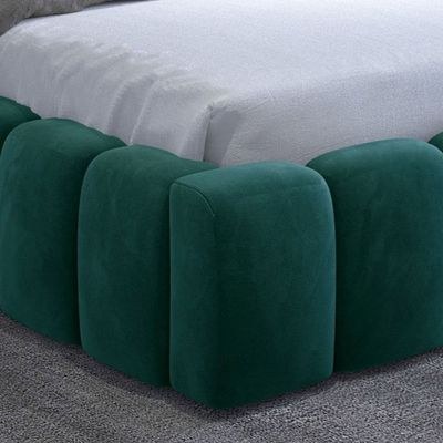 Mercy Upholstered Bed King 180 x 200-Green-Elegant Upholstered Bed with Channel Tufted-Modern Design with LED illuminated Headboard-Sturdy Base-Soft Fabric Finish-Ideal for Bedrooms & Villas - Image 4