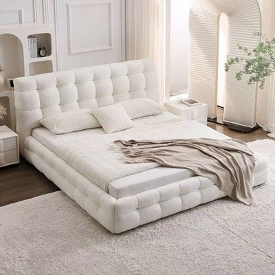 Celine Modern Boucle Bed Queen 160 x 200-White -Elegant Upholstered Bed with Tufted-Modern Design with Padded Headboard-Sturdy Base-Boucle Fabric Finish-Ideal for Bedrooms & Villas - Image 4