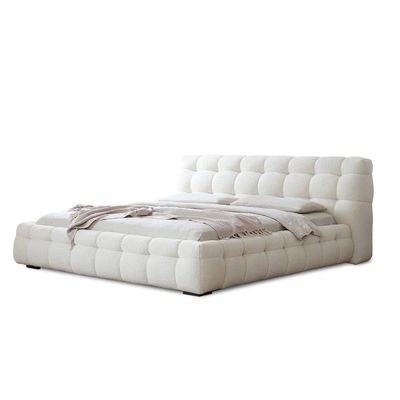 Celine Modern Boucle Bed King 180 x 200-White -Elegant Upholstered Bed with Tufted-Modern Design with Padded Headboard-Sturdy Base-Boucle Fabric Finish-Ideal for Bedrooms & Villas - Image 2