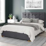 Aspire Upholstered Bed King 180 x 200-Grey-Elegant Upholstered Bed with Channel Tufted-Modern Design with Padded Headboard-Sturdy Base-Soft Fabric Finish-Ideal for Bedrooms & Villas
