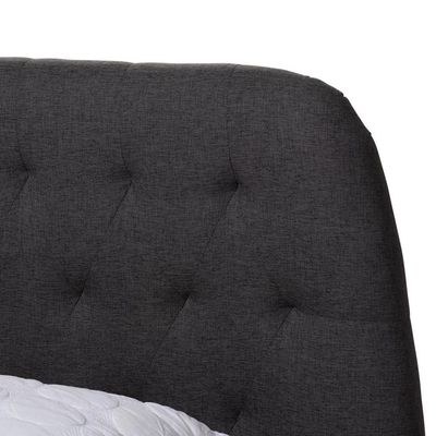 Indigo Platform Bed King 180 x 200-Dark Grey-Elegant Upholstered Bed with Button Tufted-Modern Design with Padded Headboard-Sturdy Base-Soft Fabric Finish-Ideal for Bedrooms & Villas - Image 4