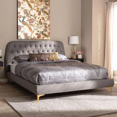 Indigo Platform Bed Single 100 x 200-Grey-Elegant Upholstered Bed with Button Tufted-Modern Design with Padded Headboard-Sturdy Base-Soft Fabric Finish-Ideal for Bedrooms & Villas - Image 2