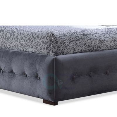 Margaret Modern and Contemporary Bed King 180 x 200-Grey-Elegant Upholstered Bed with Padded Headboard-Sturdy Base-Soft Fabric Finish-Stylish Platform Bed for Master Bedrooms & Villas - Image 3