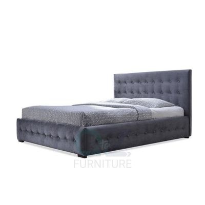 Margaret Modern and Contemporary Bed King 180 x 200-Grey-Elegant Upholstered Bed with Padded Headboard-Sturdy Base-Soft Fabric Finish-Stylish Platform Bed for Master Bedrooms & Villas - Image 2