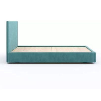 Etta Striped Upholstery Bed Single 100 x 200-Teal-Elegant Upholstered Bed with Channel Tufted-Modern Design with Padded Headboard-Sturdy Base-Soft Fabric Finish-Ideal for Bedrooms & Villas - Image 3