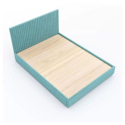Etta Striped Upholstery Bed Single 100 x 200-Teal-Elegant Upholstered Bed with Channel Tufted-Modern Design with Padded Headboard-Sturdy Base-Soft Fabric Finish-Ideal for Bedrooms & Villas - Image 4
