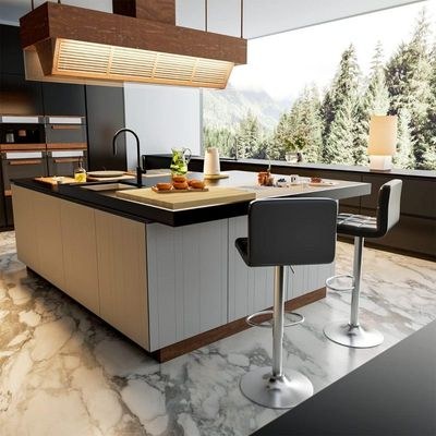 Bar Stools Modern PU Leather Adjustable Swivel Barstools, Armless Hydraulic Kitchen Counter Bar Stool Synthetic Leather Extra Height Square Island Barstool with Back (Black) - Image 2