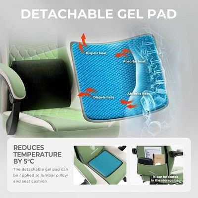 Dowinx Gaming Chair PC Chair with Massage Lumbar Support, Racing Style PU Leather High Back Adjustable Swivel Task Chair with Footrest Support, Green - Image 5