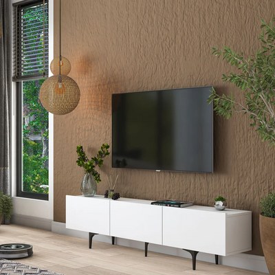 Home Canvas LuxeVision Upto 70 inch White & Black TV Unit Console Table