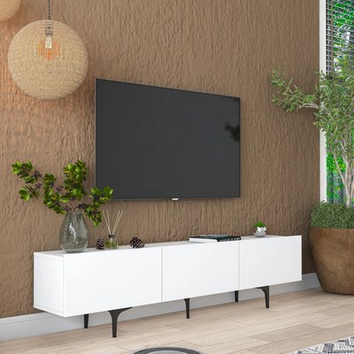 Home Canvas LuxeVision Upto 70 inch White & Black TV Unit Console Table - Image 4