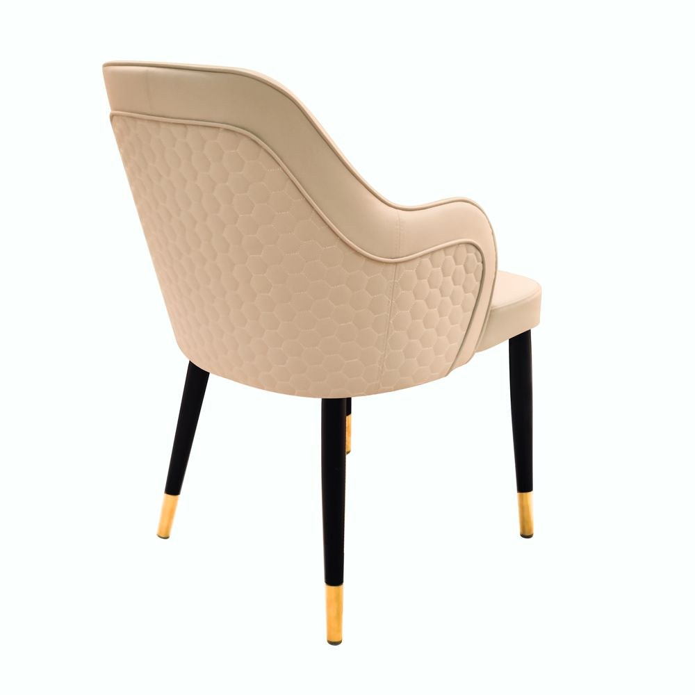Maple Home Leather Accent Arm Dining Chair Wide Back With Metal Legs Upholstered Comfort Kitchen Living Room Furniture - Image 2