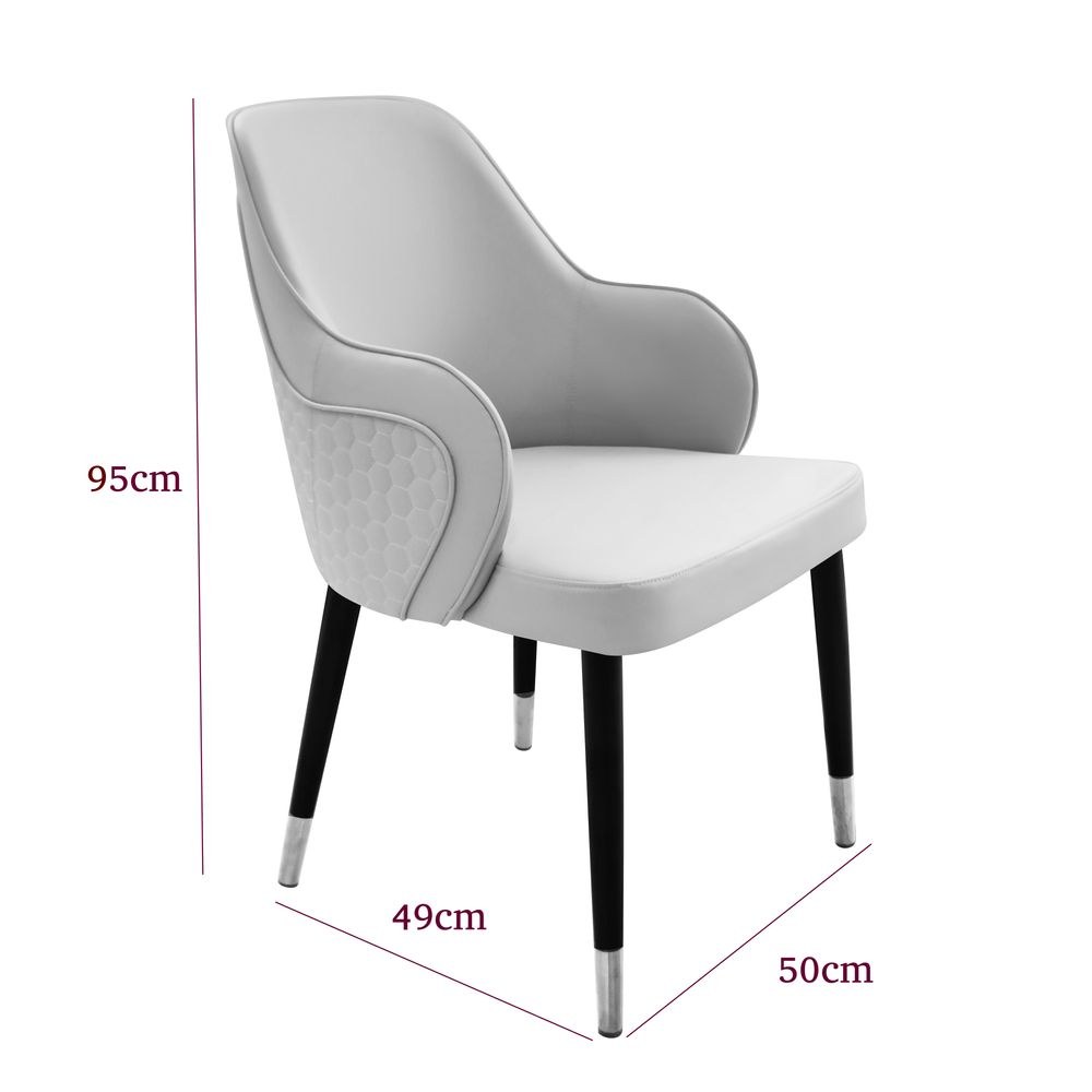 Maple Home Leather Accent Arm Dining Chair Wide Back With Metal Legs Upholstered Comfort Kitchen Living Room Furniture - Image 4