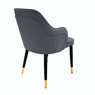Maple Home Leather Accent Arm Dining Chair Wide Back With Metal Legs Upholstered Comfort Kitchen Living Room Furniture - Image 2