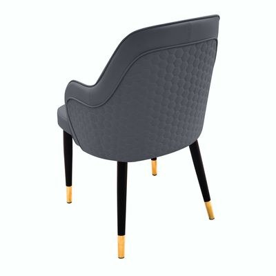 Maple Home Leather Accent Arm Dining Chair Wide Back With Metal Legs Upholstered Comfort Kitchen Living Room Furniture - Image 3