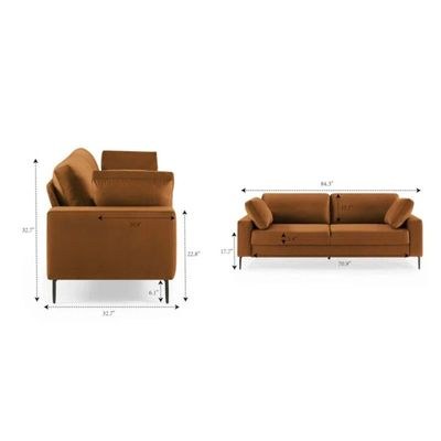 Jeses 3 Seater Fabric Sofa |BROWN - Image 3
