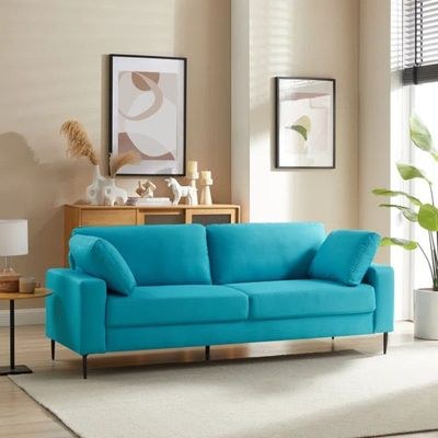 Jeses 3 Seater Fabric Sofa| TURQUOISE - Image 2