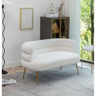 Demetrius 2 Seater Teddy Fabric Sofa| WHITE - Image 4