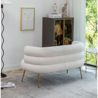 Demetrius 2 Seater Teddy Fabric Sofa| WHITE - Image 5