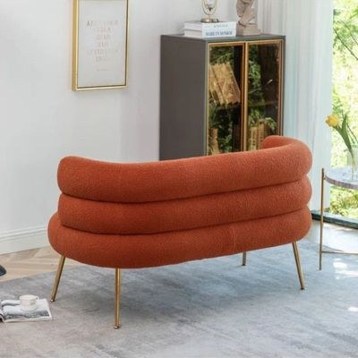 Demetrius 2 Seater Teddy Fabric Sofa| ORANGE - Image 3