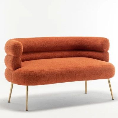 Demetrius 2 Seater Teddy Fabric Sofa| ORANGE - Image 4