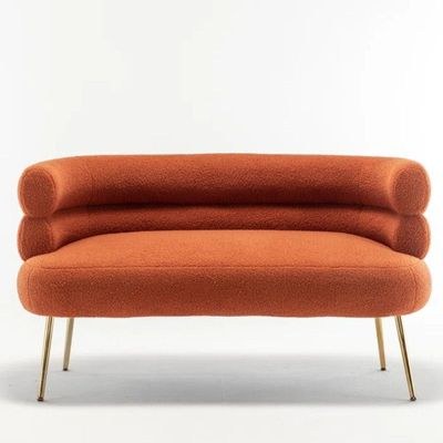 Demetrius 2 Seater Teddy Fabric Sofa| ORANGE - Image 5