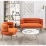 Demetrius 2 Seater Fabric Sofa| ORANGE