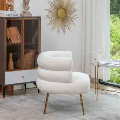 Demetrius 1 Seater Teddy Fabric Sofa| WHITE - Image 4