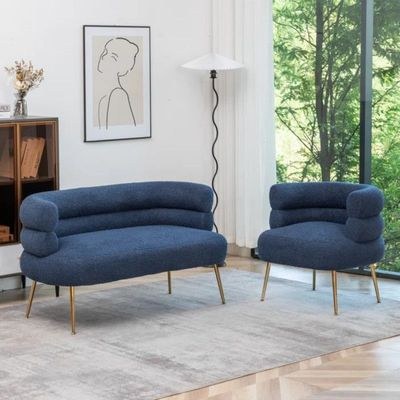Demetrius 1 Seater Teddy Fabric Sofa| BLUE