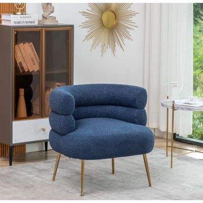 Demetrius 1 Seater Teddy Fabric Sofa| BLUE - Image 2