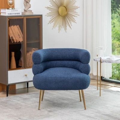 Demetrius 1 Seater Teddy Fabric Sofa| BLUE - Image 5