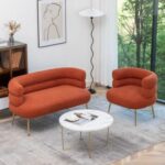 Demetrius 1 Seater Teddy Fabric Sofa| ORANGE