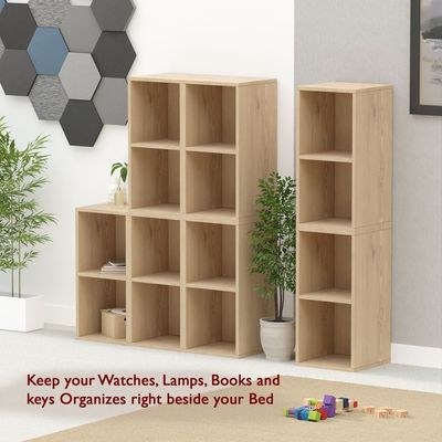Mahmayi Wooden Storage Display Shelves 2-Tier Freestanding, Box Shelves, Top Shelf for Decoration Ideal for Storing and Displaying your possessions - Light Imperia - Image 4