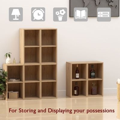 Mahmayi Wooden Storage Display Shelves 2-Tier Freestanding, Box Shelves, Top Shelf for Decoration Ideal for Storing and Displaying your possessions - Light Imperia - Image 5