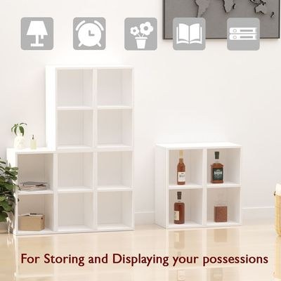 Mahmayi Wooden Storage Display Shelves 2-Tier Freestanding, Box Shelves, Top Shelf for Decoration Ideal for Storing and Displaying your possessions - White - Image 5