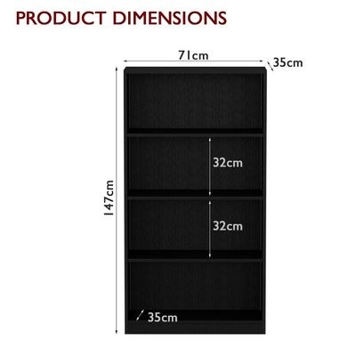 Mahmayi Wooden Storage Display Shelves 4-Tier Freestanding, Top Shelf for Decoration Ideal for Storing and Displaying your possessions - Black - Image 5